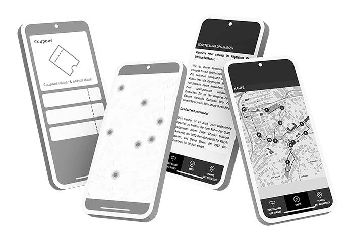 Digitale Inhalte auf mehreren Mobilgeräten dargestellt